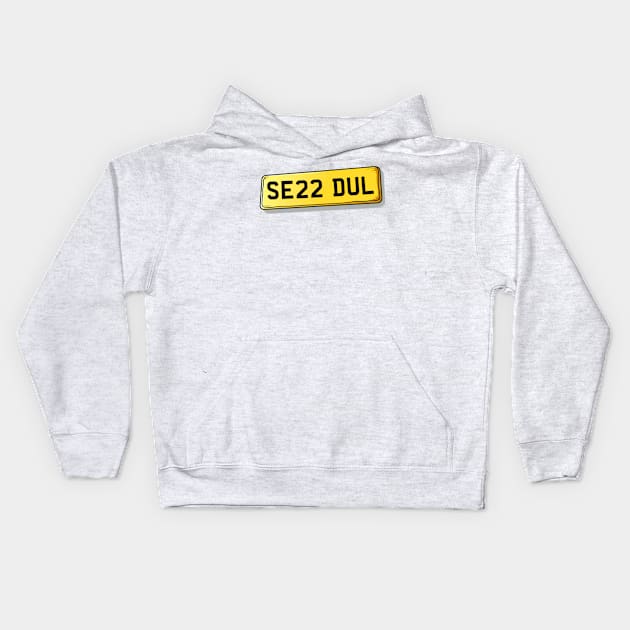 SE22 DUL Dulwich Number Plate Kids Hoodie by We Rowdy